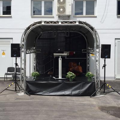 Tontechnik mieten & vermieten - Mobile Bühne und Bühnentechnik, Veranstaltungsbühne, Bühnendach “Mini Stage” 3,00 x 3,50 m in Remchingen