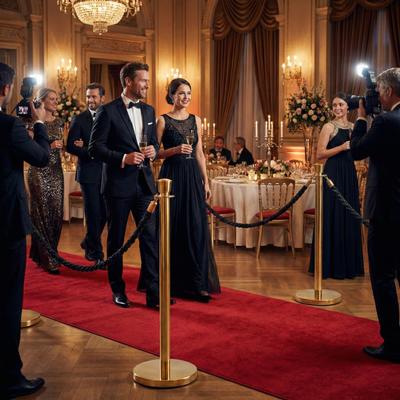 Absperrung mieten & vermieten - Personenleitsystem mieten – Absperrständer: Edelstahl (Gurt) oder Gold (VIP-Kordel) in Wuppertal