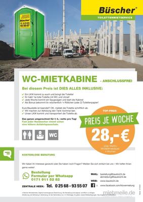 Toilettenkabine mieten & vermieten - DEUTSCHLANDWEIT mieten: Toilette - BAU-WC in Gronau (Westfalen)