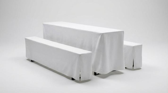 Hussen Bierzeltgarnitur mieten & vermieten - Hussen-Set für Bierzeltgarnitur (Standard 50cm) – 3-teilig in Weiß oder Schwarz in Wuppertal