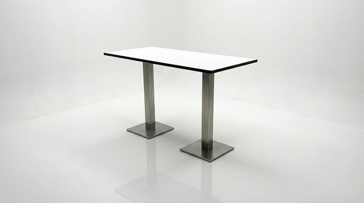 Stehtische mieten & vermieten - Stehtisch "KU" mieten – mit Metallgestell – Weiß oder Holzbohlen-Optik in Wuppertal