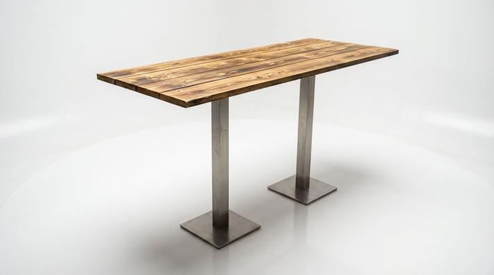 Stehtische mieten & vermieten - Stehtisch "KU" mieten – mit Metallgestell – Weiß oder Holzbohlen-Optik in Wuppertal