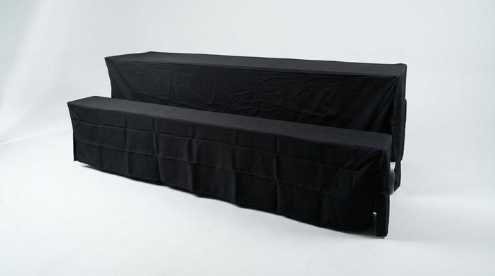 Hussen Bierzeltgarnitur mieten & vermieten - Hussen-Set für Bierzeltgarnitur mieten – 70 cm (Extra Breit) – 3-teilig Weiß in Wuppertal