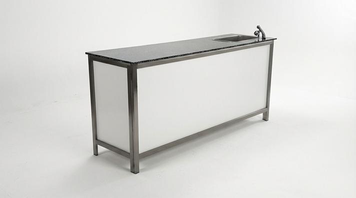 Bar Theke mieten & vermieten - Profi Klapptheke mieten (200 cm) – Mobile Naßtheke aus Edelstahl für Events in Wuppertal