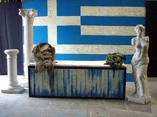Requisiten mieten & vermieten - Griechische Markt- Buffetstände, Buffet, Markt, Marktstände, Marktstand, Buffetstand, griechisch, Griechenland, Stand in Kamp-Bornhofen