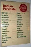 Buffetzubehör mieten & vermieten - Imbiss Zubehör, Imbiss Preistafel, Kartenhalter, Coca Cola, Imbiss, Preistafel, Preise, Speisekarte, Getränkekarte in Kamp-Bornhofen