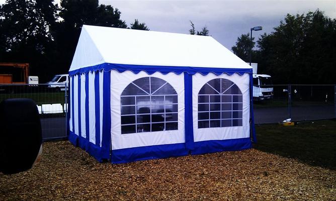 Partyzelte mieten & vermieten - Pavillon 3 x 3 x 2,5 m / Stoff / Blau / inkl. Auf- und Abbau auf Rasen in Neumünster