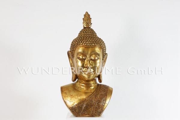 Länder & Flaggen mieten & vermieten - Buddha-Büste, gold - WUNDERRÄUME GmbH vermietet: Dekoration/Kulisse für Event, Messe, Veranstaltung, Incentive, Mitarbeiterfest, Firmenjubiläum in Lichtenstein/Sachsen