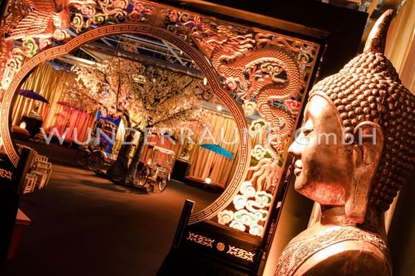 Länder & Flaggen mieten & vermieten - Buddha-Büste, gold - WUNDERRÄUME GmbH vermietet: Dekoration/Kulisse für Event, Messe, Veranstaltung, Incentive, Mitarbeiterfest, Firmenjubiläum in Lichtenstein/Sachsen