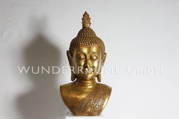 Länder & Flaggen mieten & vermieten - Buddha-Büste, gold - WUNDERRÄUME GmbH vermietet: Dekoration/Kulisse für Event, Messe, Veranstaltung, Incentive, Mitarbeiterfest, Firmenjubiläum in Lichtenstein/Sachsen