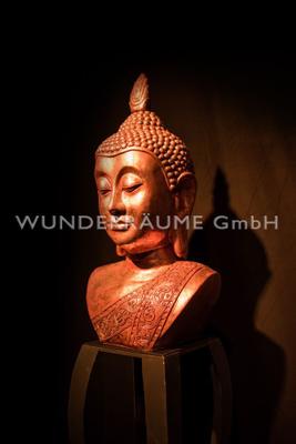 Dekofiguren mieten & vermieten - Buddha-Büste, gold - WUNDERRÄUME GmbH vermietet: Dekoration/Kulisse für Event, Messe, Veranstaltung, Incentive, Mitarbeiterfest, Firmenjubiläum in Lichtenstein/Sachsen