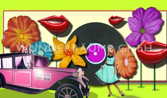 Länder & Flaggen mieten & vermieten - Bunte Dekoration im 50er Jahre USA Stil; WUNDERRÄUME GmbH vermietet: Dekoration/Kulisse für Event, Messe, Veranstaltung, Incentive, Mitarbeiterfest, Firmenjubiläum in Lichtenstein/Sachsen