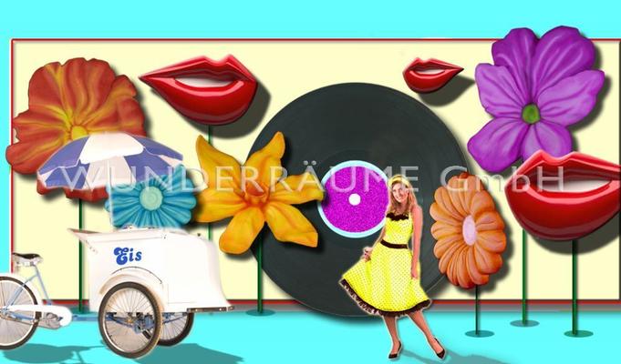Kulissen mieten & vermieten - Bunte Dekoration im 50er Jahre Stil; WUNDERRÄUME GmbH vermietet: Dekoration/Kulisse für Event, Messe, Veranstaltung, Incentive, Mitarbeiterfest, Firmenjubiläum in Lichtenstein/Sachsen