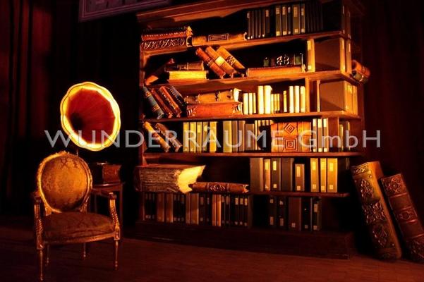 Weihnachtsdekoration mieten & vermieten - Bibliothek klein, Lesezimmer - WUNDERRÄUME GmbH vermietet: Dekoration/Kulisse für Event, Messe, Veranstaltung, Incentive, Mitarbeiterfest, Firmenjubiläum in Lichtenstein/Sachsen