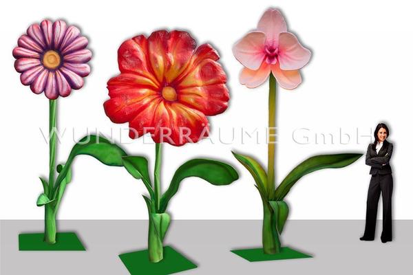 Saisonale Dekoration mieten & vermieten - 3 Riesenblumen bis 4m / SET 3 - WUNDERRÄUME GmbH vermietet: Dekoration/Kulisse für Event, Messe, Veranstaltung, Incentive, Mitarbeiterfest, Firmenjubiläum in Lichtenstein/Sachsen