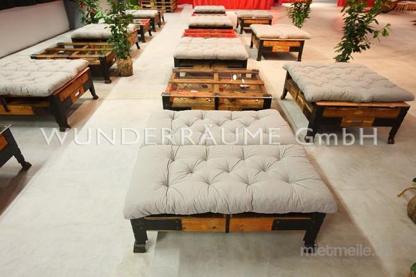 Antik & Rustikal mieten & vermieten - Loungebank Holz "Industrial" - WUNDERRÄUME GmbH vermietet: Dekoration/Kulisse für Event, Messe, Veranstaltung, Incentive, Mitarbeiterfest, Firmenjubiläum in Lichtenstein/Sachsen