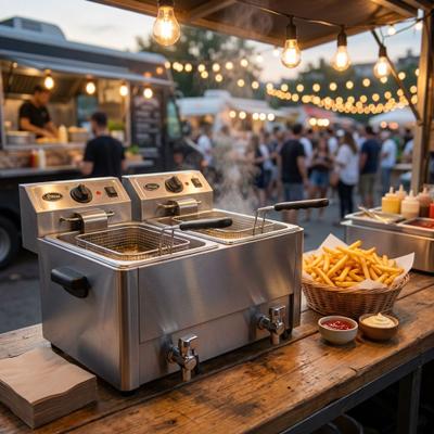 Koch- & Backgeräte mieten & vermieten - Profi Doppel-Fritteuse mieten (2x 8 Liter) – Gastro-Fritteuse für Event & Catering in Wuppertal