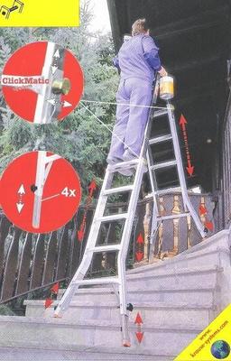 Leiter mieten & vermieten - Teleskop Alu-Gelenkleiter bis 5,3 m Länge - Ideal für Treppen und schwer zugängliche Stellen! in Elsdorf (Rheinland)