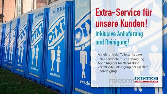 Toilettenkabine mieten & vermieten - Miettoilette, mobile Toilette, Baustellen WC, Toilettenkabine, Toilettenwagen, DIXI-Klo, das Original, Hygiene, zertifizierte Entsorgung, Endreinigung, Baustellentoilette in Heiligenhaus
