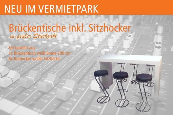 Stühle mieten & vermieten - Brückentisch und Sitzhocker // Business Lounge mieten in Neuenkirchen