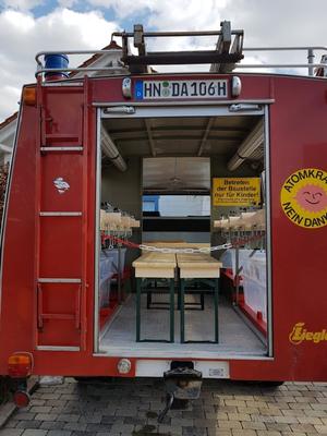 Basteln & Malen mieten & vermieten - Feuerwehr Oldtimer "Blitzi", dass Bastelmobil der besonderen Art in Obersulm