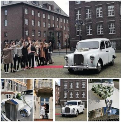 Hochzeitsauto mieten & vermieten - LondonTaxi/Wedding Kutsche in weiss zur Hochzeit-Fotoshooting-Hochzeitsauto-London Taxi in Köln