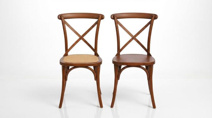 Stühle mieten & vermieten - Exklusiver Crossback Stuhl mieten – Rustikaler Holzstuhl für Vintage-Hochzeiten & Events in Wuppertal