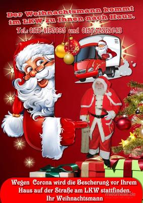 Weihnachtsmann mieten & vermieten - Weihnachtmann mit dekorierten LKW für Bescherung in Kaltenkirchen