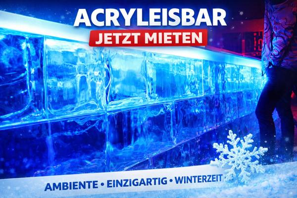 Mobile Bar mieten & vermieten - 2 m Acryl Eisbar inkl. Rückwand – Co2 neutral – green event in Bramsche