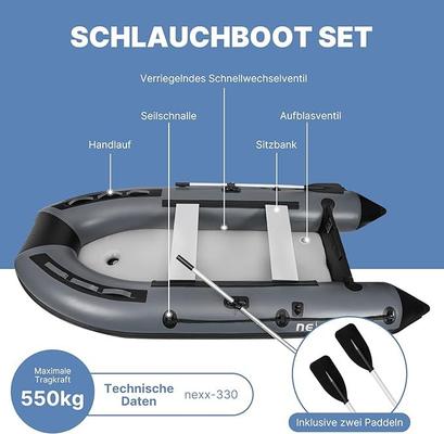 Campingzubehör mieten & vermieten - Sportboot Schlauchboot Angelboot 330 cm Luftboden Angelboot Tragetasche 2 Paddel Traglast 550 kg in Elsdorf (Rheinland)