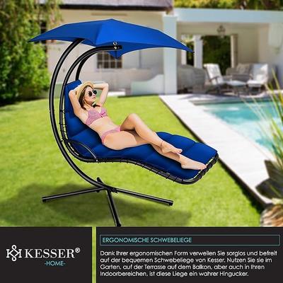 Campingzubehör mieten & vermieten - Schwebeliege Hängeliege Sonnenliege Relaxliege Hängeschaukelliege mit Sonnenschirm und Nackenkissen in Elsdorf (Rheinland)
