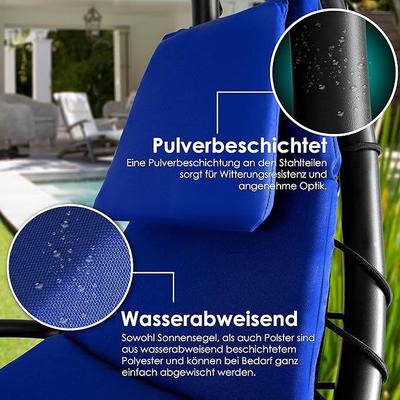 Campingzubehör mieten & vermieten - Schwebeliege Hängeliege Sonnenliege Relaxliege Hängeschaukelliege mit Sonnenschirm und Nackenkissen in Elsdorf (Rheinland)