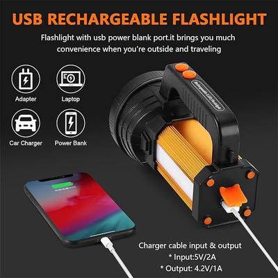 Campingzubehör mieten & vermieten - Handlampe Handscheinwerfer LED Taschenlampe wiederaufladbar LED super hell Strahler Camping Laterne in Elsdorf (Rheinland)
