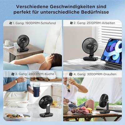 Ventilator mieten & vermieten - Tischventilator Akku USB-Ventilator 4000 Akku Klein Tragbar 4 Geschwindigkeiten Ventilatoren Leise in Elsdorf (Rheinland)