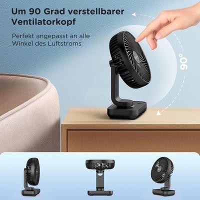Ventilator mieten & vermieten - Tischventilator Akku USB-Ventilator 4000 Akku Klein Tragbar 4 Geschwindigkeiten Ventilatoren Leise in Elsdorf (Rheinland)