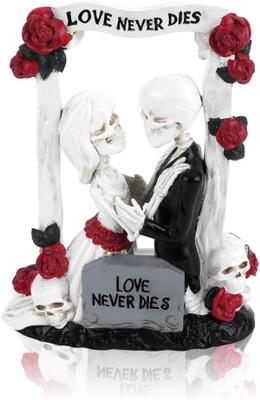 Dekofiguren mieten & vermieten - LOVE Never Dies 18 cm Brautpaar Liebespaar Tortendeko Hochzeitsschädel Kuchendeko Skelett in Elsdorf (Rheinland)
