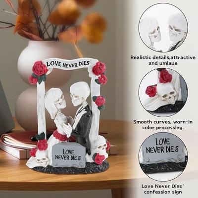 Dekofiguren mieten & vermieten - LOVE Never Dies 18 cm Brautpaar Liebespaar Tortendeko Hochzeitsschädel Kuchendeko Skelett in Elsdorf (Rheinland)