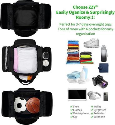 Campingzubehör mieten & vermieten - Fitnesstasche Sporttasche Reisetasche mit Schultergurt 55 L Weekender für Damen und Herren schwarz in Elsdorf (Rheinland)