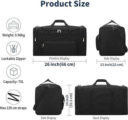 Campingzubehör mieten & vermieten - Fitnesstasche Sporttasche Reisetasche mit Schultergurt 55 L Weekender für Damen und Herren schwarz in Elsdorf (Rheinland)