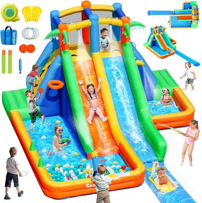 Hüpfburg mieten & vermieten - Hüpfburg mit Wasserrutsche Wasserpark 377 x 364 x 215 Gebläse Kinder-Hüpfburg erweiterter Splash in Elsdorf (Rheinland)