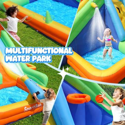Hüpfburg mieten & vermieten - Hüpfburg mit Wasserrutsche Wasserpark 377 x 364 x 215 Gebläse Kinder-Hüpfburg erweiterter Splash in Elsdorf (Rheinland)