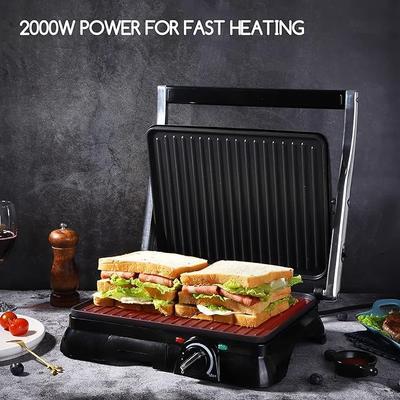 Grill & Ofen mieten & vermieten - Panini-Grill Sandwichmaker Sandwichgrill 2000 Watt Edelstahl Antihaftbeschichtung Öffnung 180 Grad in Elsdorf (Rheinland)
