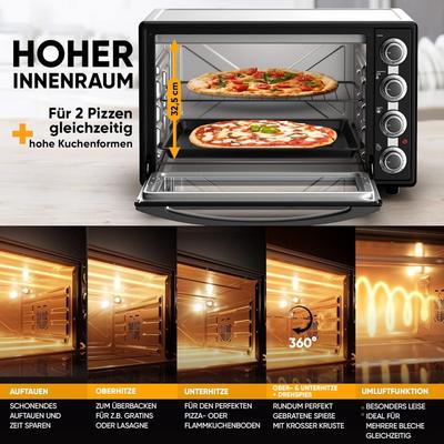 Grill & Ofen mieten & vermieten - Minibackofen Hähnchengrill Drehspieß Toaster Grill Pizzaofen mit Umluft 60L Antihaftbeschichtung in Elsdorf (Rheinland)