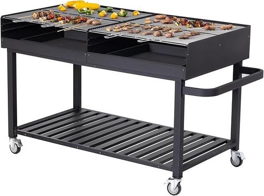 Grill & Ofen mieten & vermieten - Holzkohlegrillwagen groß Riesengrill Stahl/Edelstahl Bremse Schwarz 1780 x 910 x 1020 in Elsdorf (Rheinland)