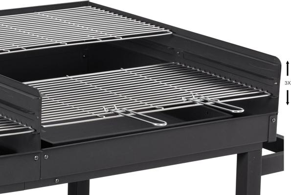 Grill & Ofen mieten & vermieten - Holzkohlegrillwagen groß Riesengrill Stahl/Edelstahl Bremse Schwarz 1780 x 910 x 1020 in Elsdorf (Rheinland)