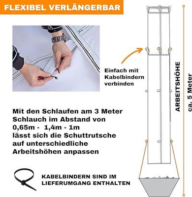 Schuttrutsche mieten & vermieten - Schuttrutsche Bauschuttrutsche Bauschuttentsorgung 6m flexibel 2x3 m Schläuche hohe Standfestigkeit in Elsdorf (Rheinland)