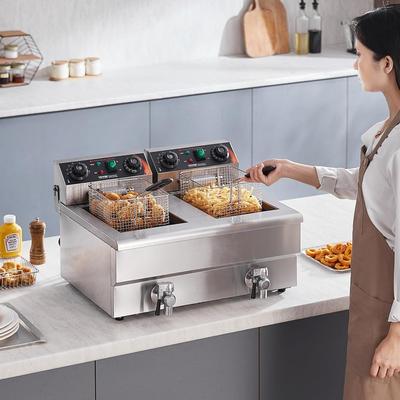 Koch- & Backgeräte mieten & vermieten - Kommerzielle elektrische Fritteuse Doppelfritteuse 2 x 11 l Fassungsvermögen 2 x 3000 Watt in Elsdorf (Rheinland)