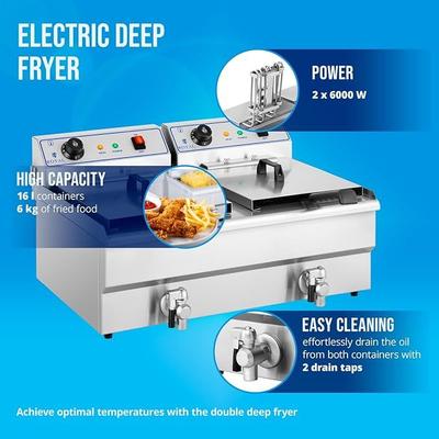 Grill & Ofen mieten & vermieten - Elektro Fritteuse Starkstrom Doppel-Gewerbe-Fettfritteuse 2 x 16 L 2 x 6.000 Watt 380 V Starkstrom in Elsdorf (Rheinland)