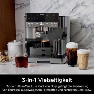 Kaffeemaschinen mieten & vermieten - Ninja Kaffeeautomat Luxe 3-in-1-Kaffeemaschine mit Mahlwerk und Aufschäumer für Latte Cappuccino in Elsdorf (Rheinland)