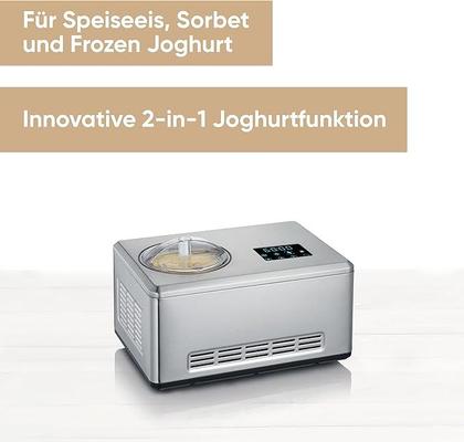 Softeismaschine mieten & vermieten - Creammaker Eismaschine Cream Maker 2 l mit Joghurtfunktion Edelstahl 180 Watt mit 2 x 2 L Behälter in Elsdorf (Rheinland)